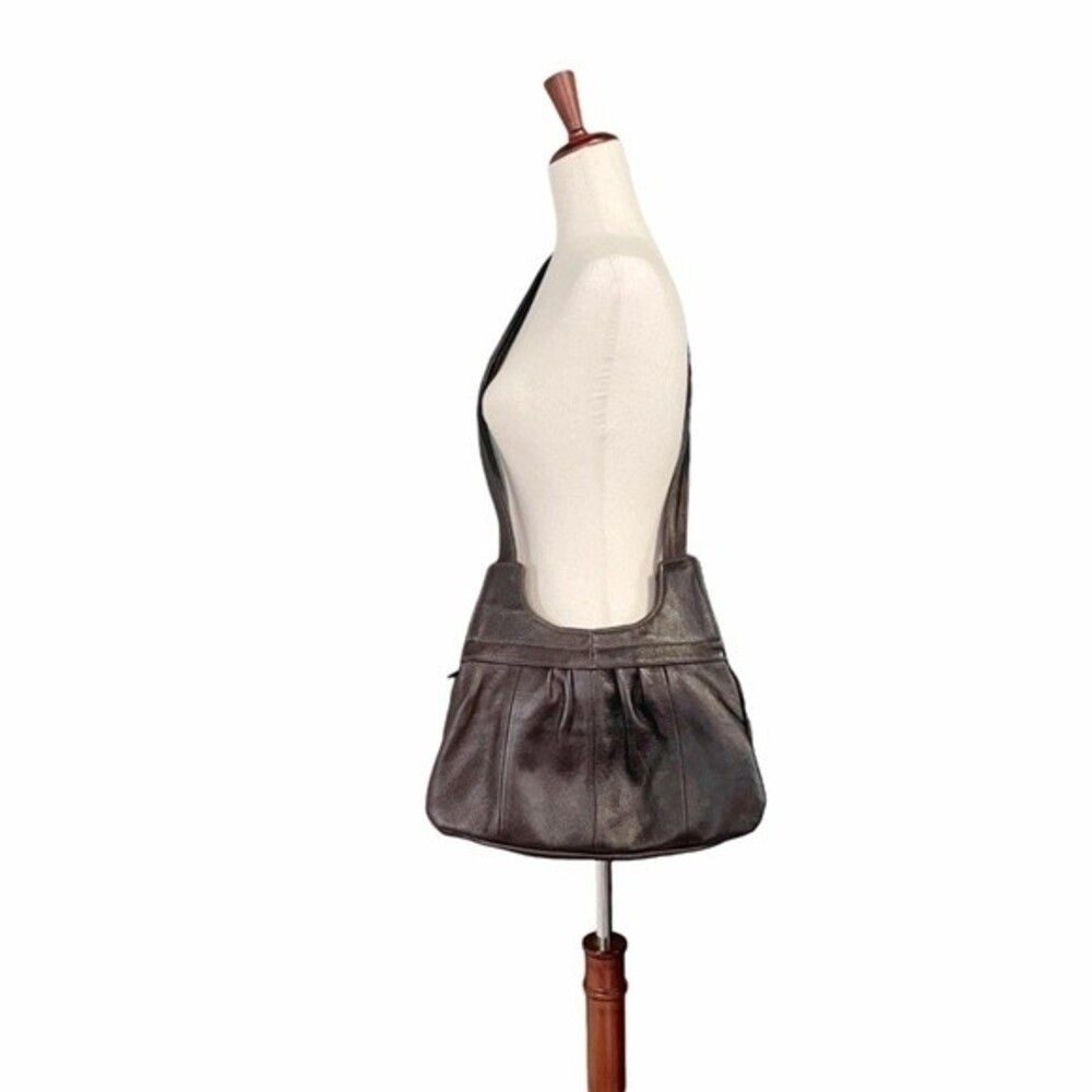 Vintage Pebbled Leather Crossbody Bag Espresso Brown 70s Boho Bohemian Purse